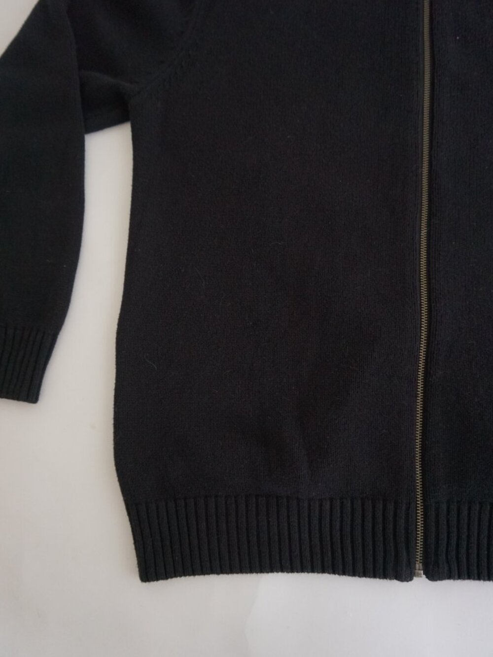 Vintage Denver Hayes Black Full Zip Knit Sweater Ribbed Collar Minimal Classic L - Picture 6 of 10